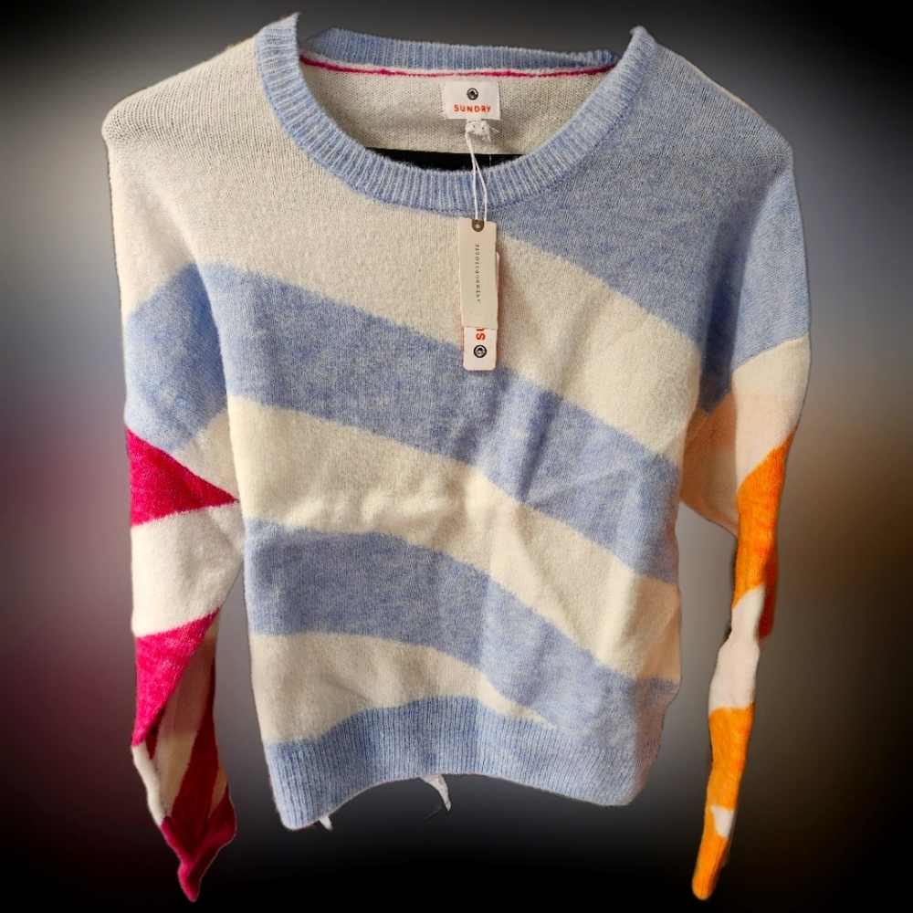 Sundry Multicolor Striped Crew Neck Sweater